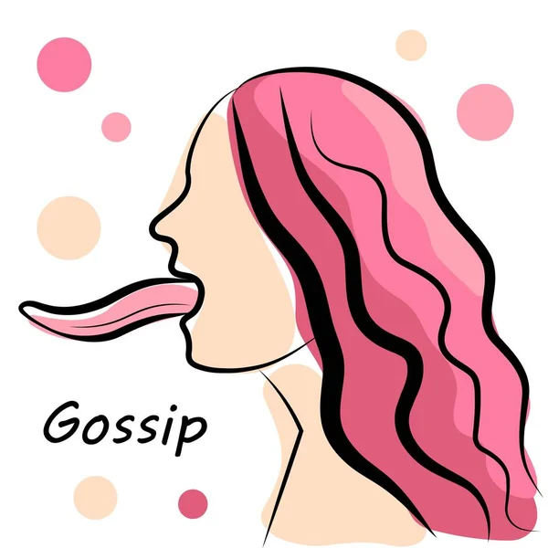 Girl Long Tongue White Background Gossip Vector Illustration — Stock Vector