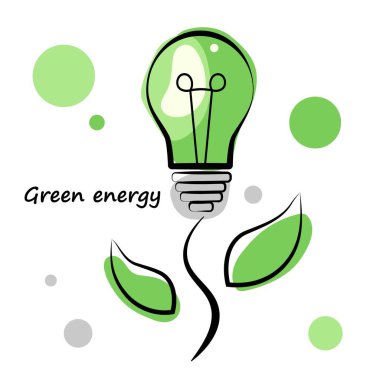 Ampul yeşil enerji. Vektör illüstrasyonu