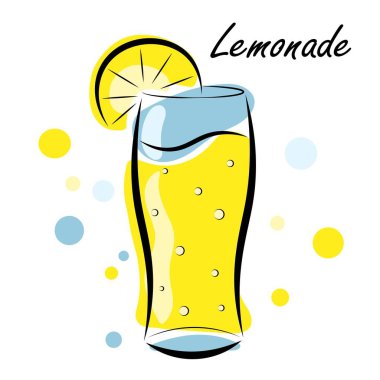 Beyaz arka planda limonata. Vektör illüstrasyonu