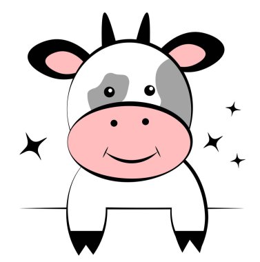 Sevimli inek beyaz arka plan üzerinde. Vektör çizim