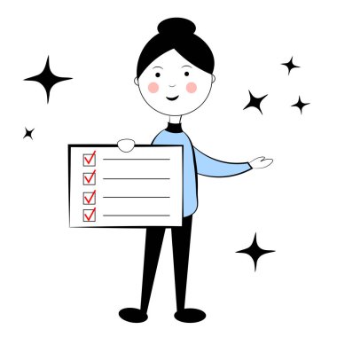 Beyaz bir geçmişi olan bir kadın. Karalama. Vektör illüstrasyonu