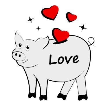 Kumbara ve kalpler. Sevgililer Günü. Vektör illüstrasyonu