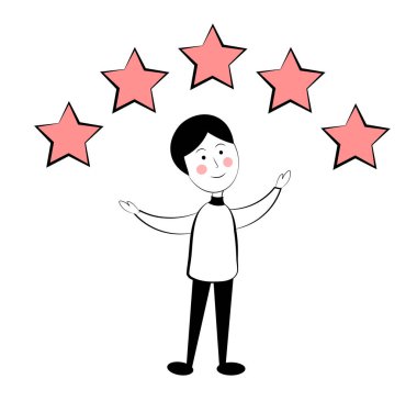 Adam ve yıldızlar beyaz arka planda. Vektör illüstrasyonu