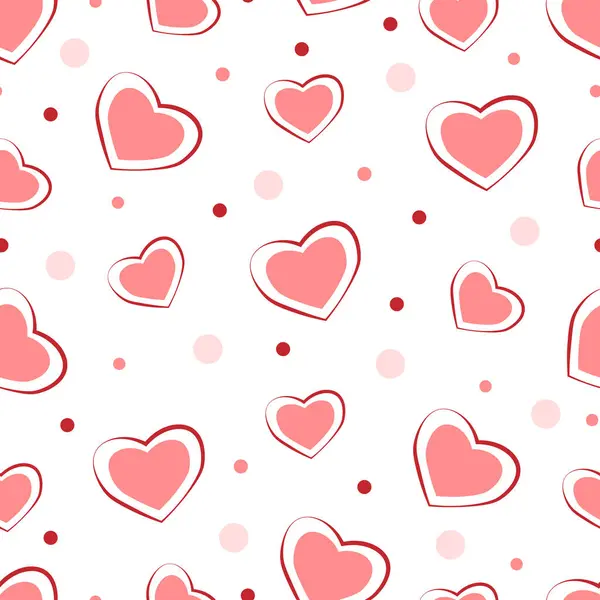Seamless Pattern Hearts White Background Vector Illustration — Stock Vector