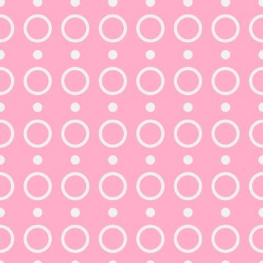 Pembe arka planda daireleri olan kusursuz bir model. Vektör illüstrasyonu