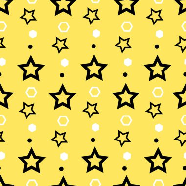 Sarı arkaplanda yıldız deseni. Vektör illüstrasyonu