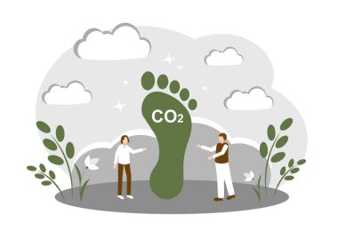 İklim değişikliğinin nedeni karbondioksittir. Çevresel sorunlar. Endüstrinin toksik etkileri. Vektör illüstrasyonu