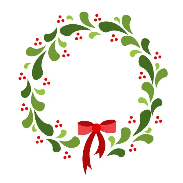 Yay ve kırmızı böğürtlenli Noel çerçevesi. Vektör illüstrasyonu