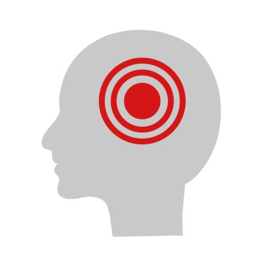 Beyaz arka planda baş ağrısı. Vektör illüstrasyonu