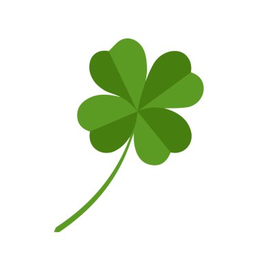 Beyaz arka planda yeşil yonca yaprağı. Bol şans tılsımı. Vektör illüstrasyonu