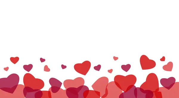 Beyaz arka planda kırmızı ve pembe kalpli desen. - Valentine. Vektör illüstrasyonu