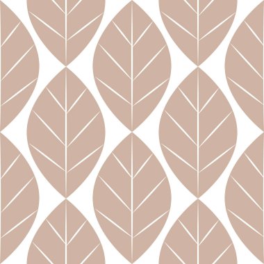 Beyaz arka planda bej yapraklı pürüzsüz desen. Vektör illüstrasyonu