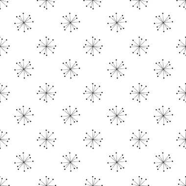 Beyaz arka planda soyut topları olan kusursuz monokrom deseni. Vektör illüstrasyonu