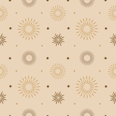 Soyut Çemberli Kusursuz Altın Desenli. Vektör illüstrasyonu