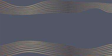 Mavi arka planda altın çizgili minimalist afiş. Vektör illüstrasyonu