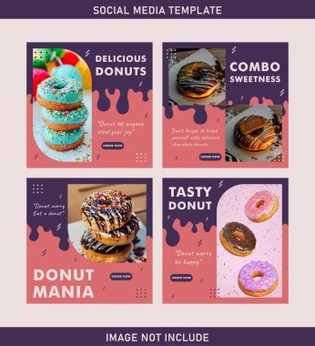 Lezzetli donut için sosyal medya şablonu