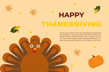 Sosyal medya için şirin illüstrasyonlu şükran günü arka plan şablonu