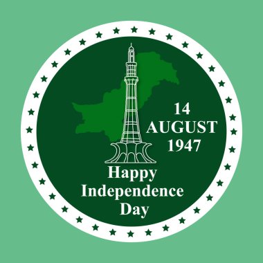 14th August Happy Independence Day Pakistan greeting design. Happy Independence day pakistan 14th August clipart