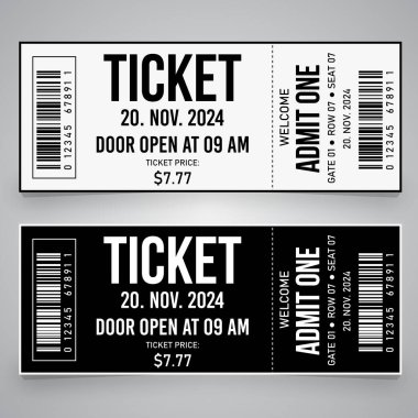 White ticket, Black Ticket, Black and White Tickets, Simple Tickets. Black and White clipart