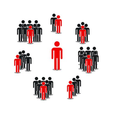 Düz İnsanlar Simgesi Seti: Takım çalışması ve Düşünme Farklı 