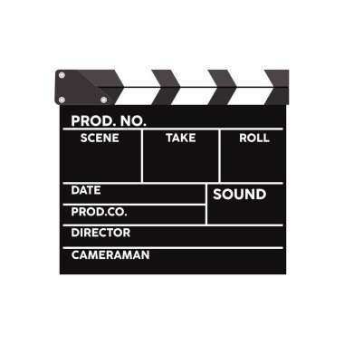 Alkış tahtası simgesi. Film ve Video Üretimi için Film Tahta Vektörü. 