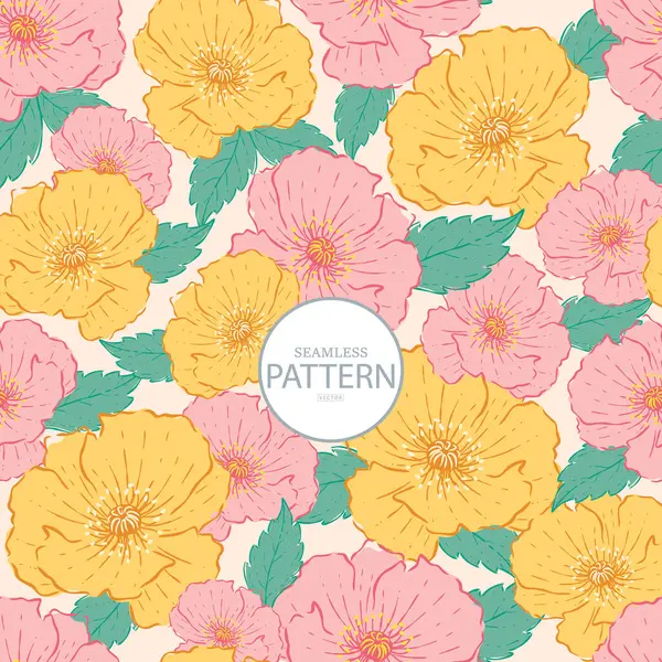 シームレスなパターンベクター花の甘い色 — ストックベクタ
