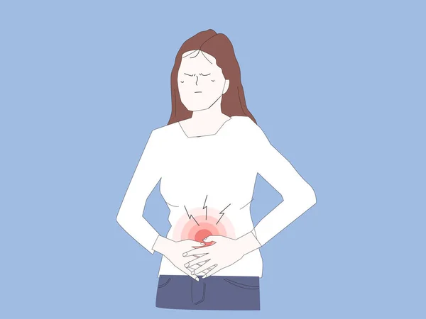 Diarrhée Constipation Problèmes Avec Concept Santé Jeune Femme Triste Debout — Image vectorielle
