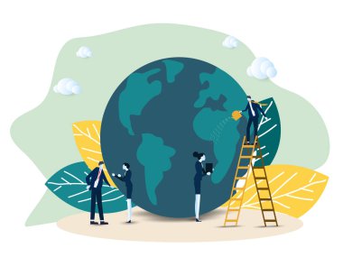 Vektör illüstrasyon işadamı Dünya Günü 'ne hazırlanıyor.