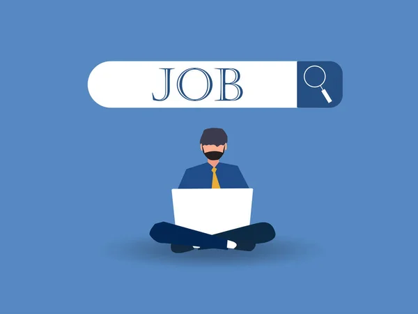 Empregados Procura Emprego Empregados Usando Laptop Procura Emprego Barra Pesquisa — Vetor de Stock