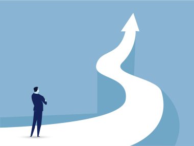 Lider, çalışana başarılı bir kariyer gelişimi olasılığını gösteriyor. İş vektörü illüstrasyonu