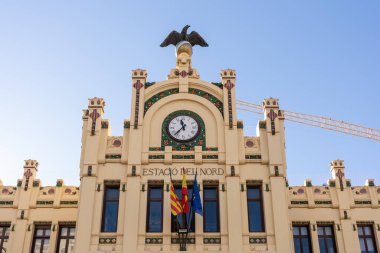 12-23-2023. Valencia, İspanya. Estaci del Nord - Valencia Tren İstasyonu Cephesi