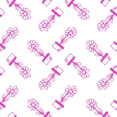 Pembe çiçek saksısı deseni