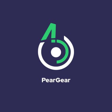 PearGear - Armut, dişli ve 60 numaralı logo çizgisi tasarımı konsepti