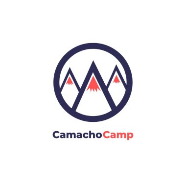 CamachoCamp - Bir dağ logosu şablonunu vektör ikon illüstrasyon konseptiyle temsil eder.