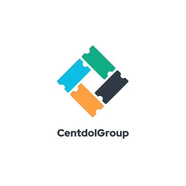CentdolGroup - Yaratıcı bir logo tasarım şablonu gösterir, şirket kimliğini bir bulmaca ve bilet işaretiyle sembolize eder.