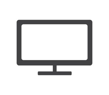 Bilgisayar monitörü simgesi düz stil. Beyaz izole edilmiş arkaplanda vektör illüstrasyonunu izle. İş konseptini izle.