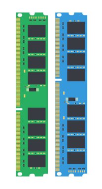 Bellek veya rastgele erişim bellek resmi. Bilgisayar belleği simgesi. Vektör illüstrasyonu.