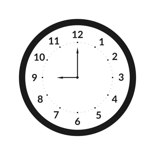 Icono Del Reloj Forma Círculo Reloj Reloj Analógico Diseño Plano — Vector de stock