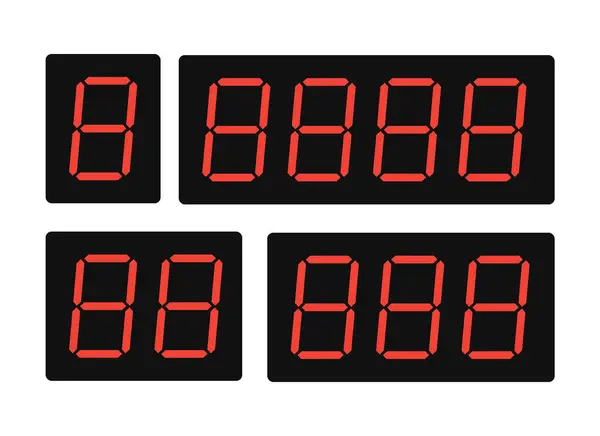 Conjunto Números Digitais Vermelhos Despertador Digital Temporizadores Ilustração Vetorial — Vetor de Stock