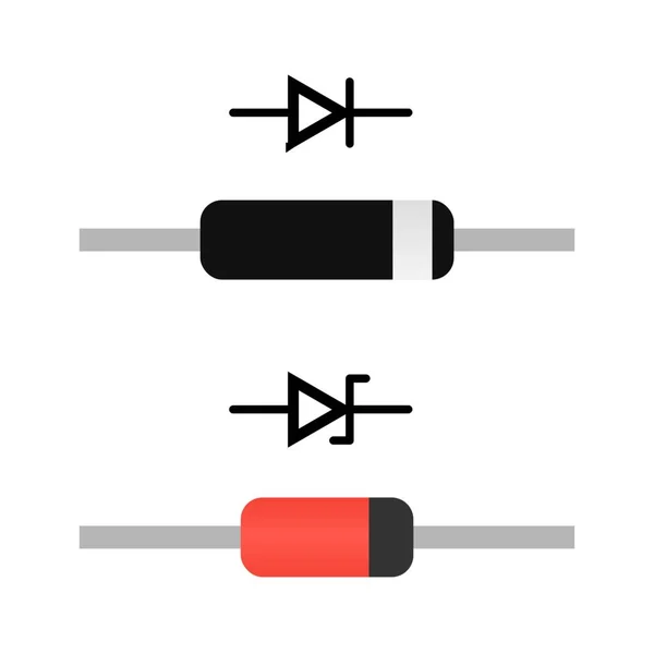 Beyaz arkaplanda Diode ve Zeener Diode simgesi. Düz vektör illüstrasyonu.