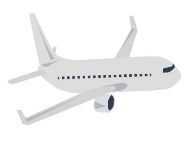 Beyaz arka planda izole edilmiş bir uçak ikonu. Düz biçimli vektör illüstrasyonu.