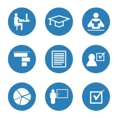 Eğitim ve öğrenme simgeleri vektör illüstrasyonunu ayarlar