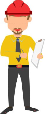 Elinde pano olan bir inşaat işçisi ya da mühendisinin tasviri