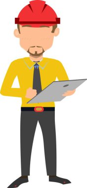 Elinde pano olan bir inşaat işçisi ya da mühendisinin tasviri