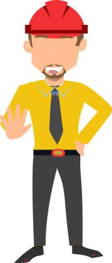 Sert Şapka Giyen ve Elini Kalçasına Tutan Bir Adamın Çizimi Bir şeyi Durdurmak İçin Belirtiler