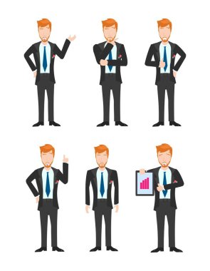 Karikatür İş Karakterleri 'nin çeşitli Vektör Grafikleri bir dizi poziyon ve jestler sergiliyor, canlı ve dinamik bir illüstrasyon sağlıyor.