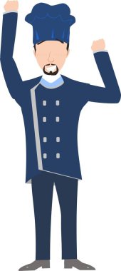 İzole edilmiş neşeli bir erkek aşçının tasviri