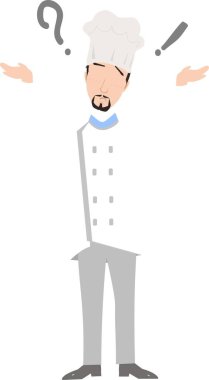 Kafasında soru işareti olan bir aşçının resmi.