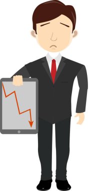 Bir iş adamının tablet bilgisayarı tutarken Graph Arrow yukarı çıkarken görüntüsü