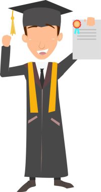 Mezuniyetini Kutlayan Erkek Mezuniyetinin İllüstrasyonu